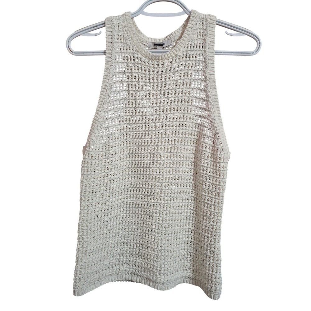 Madewell‎ Crochet-Knit Crewneck Sweater Tank in Bright Ivory Medium